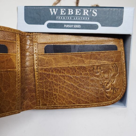 Webers Wallet Premier Leather Mens Pursuit Series Radius Bifold Deer Hunting - Picture 10 of 11